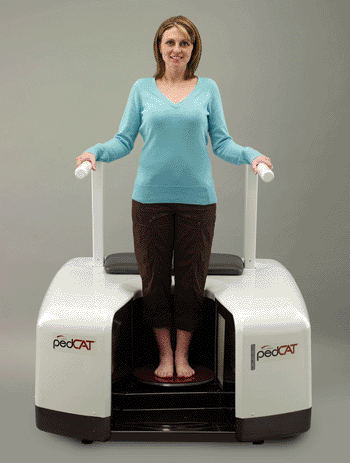 Image: The pedCAT system, intended to diagnose and treat foot and ankle problems (Photo courtesy of CurveBeam).